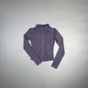 Women's Slim Fit Yoga Jacket - Long Sleeve, Stand Collar, Zipper, for Autumn/Winter Running and Fitness.