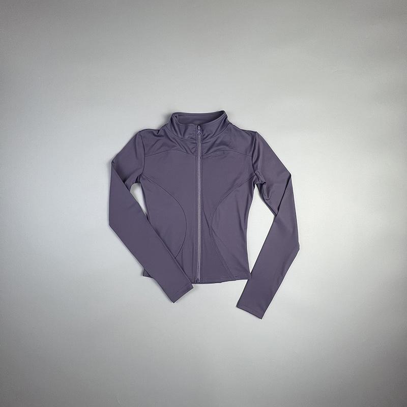 

Женская приталенная куртка для йоги - с длинным рукавом, воротником-стойкой, на молнии, для осенне-зимнего бега и фитнеса. Small