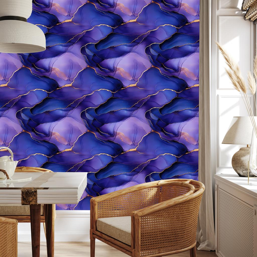 Ink blue wallpaper with purple background for living room and bedroom 50x1000