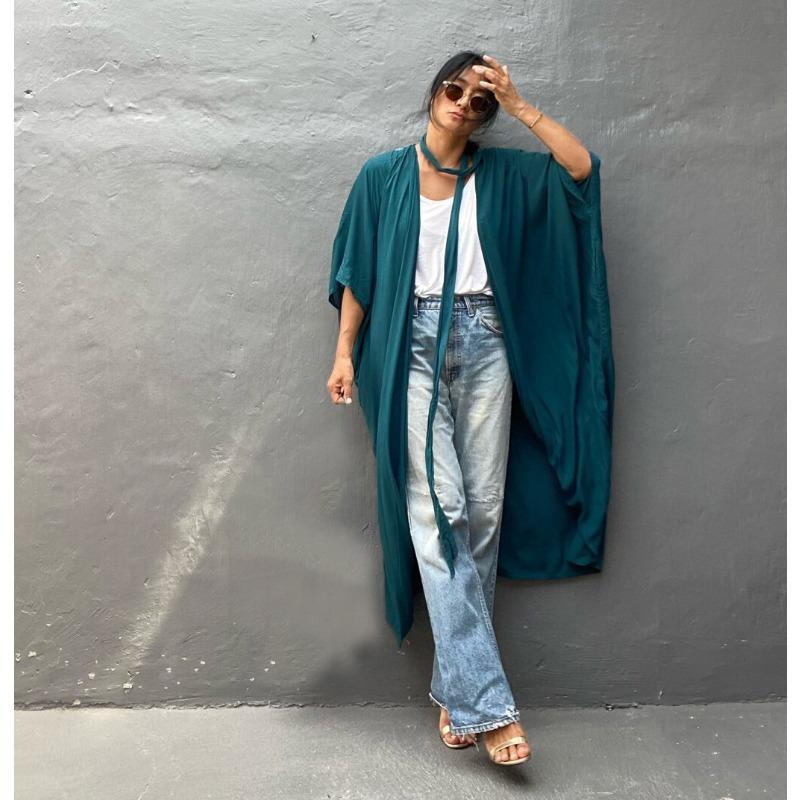 

Женская мода лето весна однотонный принт рукава 1/2 свободная талия повседневные платья Size: One Size