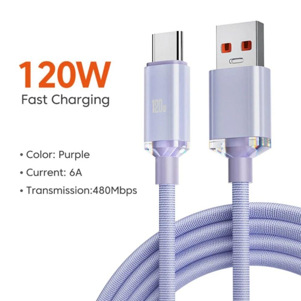 

USB 3.0 6A Quick Charge Cable High Speed Data Cables 2024 120W Fast Charging Cable 1.5M-Type C-Purple
