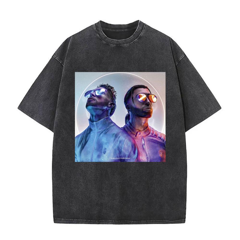 Washed Vintage Rap Band PNL Tour  Tshirts Famous Le Monde Chico Album Tshirt Men Women Hip Hop Fashion Oversized T Shirts