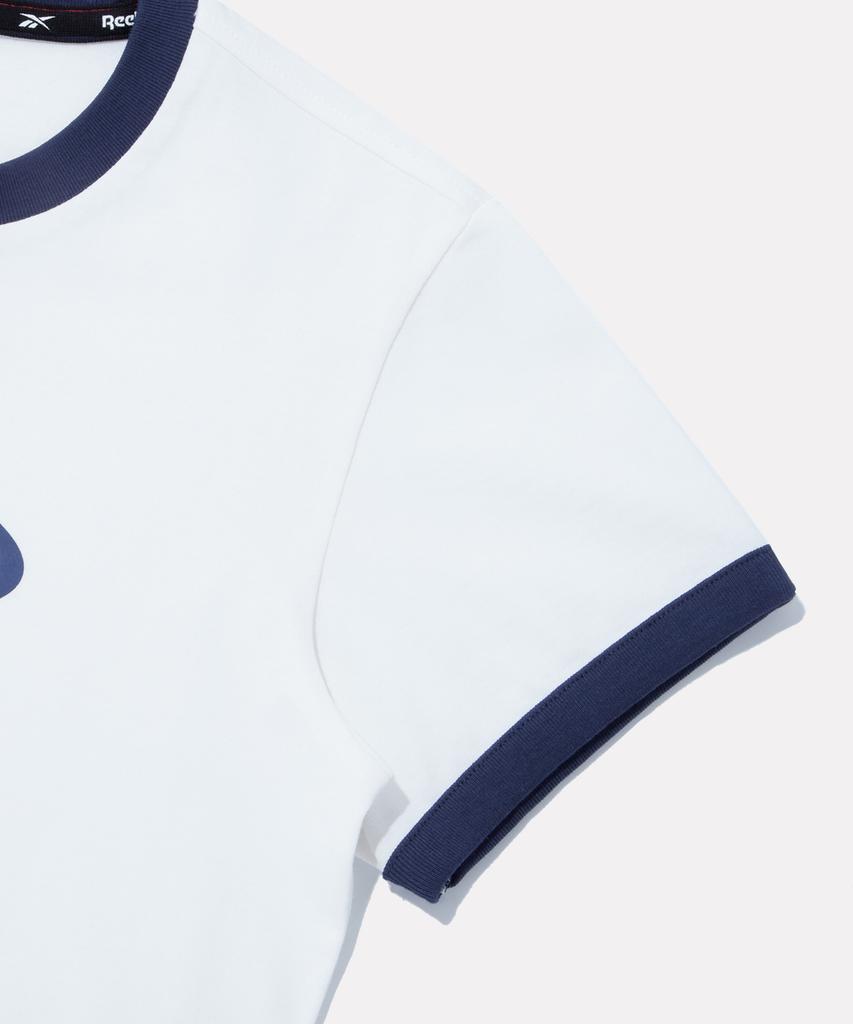 Reebok Circle Logo Semi-Crop Ringer Short Sleeve T-Shirt (W) - White