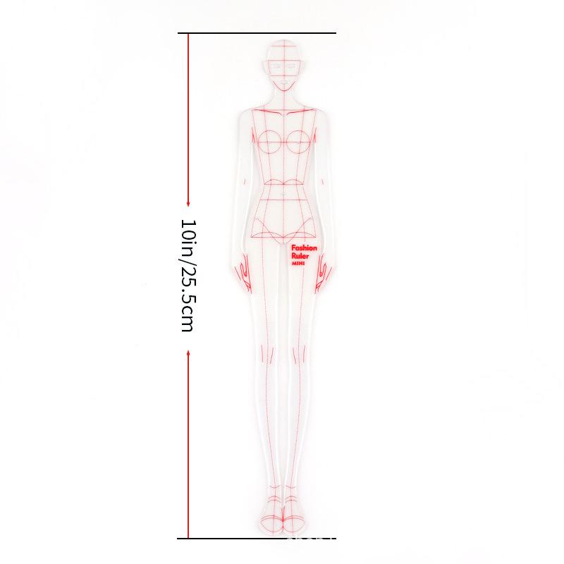 

M-1Pcs Clear Illustration DIY Quilting Clothing Design Rulers Fashion Drawing Template Ruler For Drafting Clothing Designers