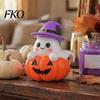 Unique Holiday Ornaments Halloween Ghost Figurine, Cute Spooky On Pumpkin Decoration, Resin Small Ornament for Garden Tabletop with Witch Hat