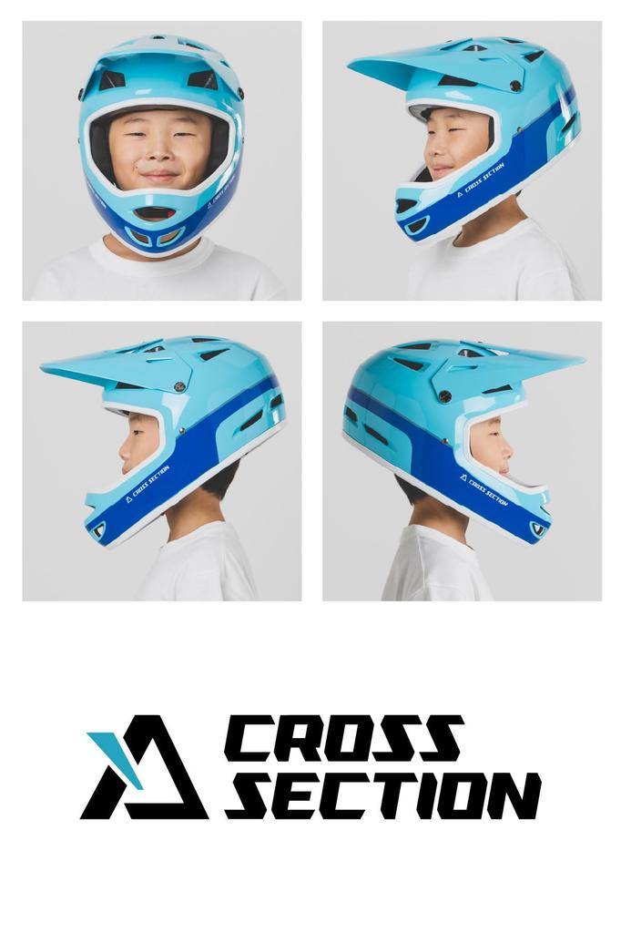 Dirtfreak CROSS SECTION Kinder-Vollvisierhelm, Blau (48-58cm), Europäische Sicherheitsstandards (CE/EN1078-konform), Leichtes Design, XS16-5020