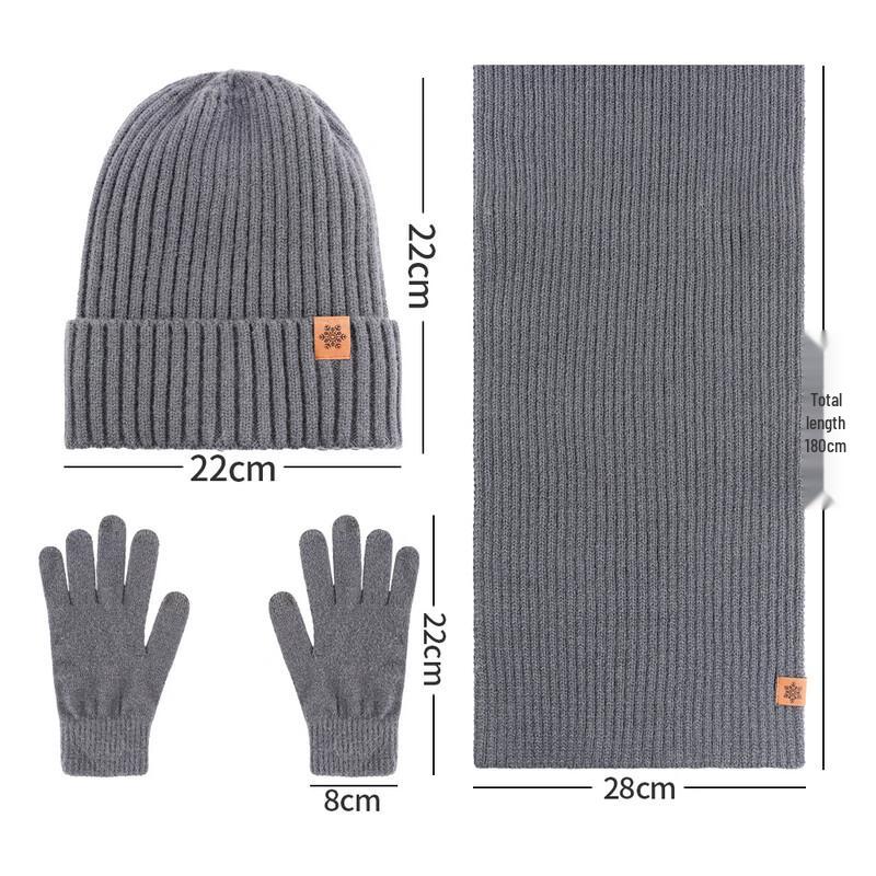 Set 3 Pezzi Inverno Cappello Lavorato a Maglia Sciarpa Guanti