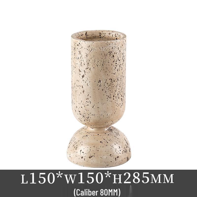 Wabi-Sabi Imitation Travertine Marble Candlestick for Tea Room & Desktop Decor