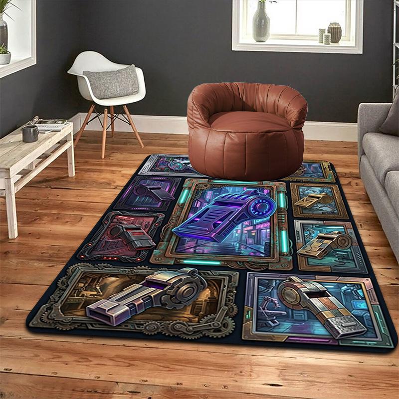 Futuristic Whistle Variations Pattern Rug Floor Mat for Living Room or Bedroom Soft and Comfortable Carpet a Gift for Birthday and Holiday.