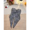 With chest pads, sexy Spice Girl style leopard print print one-word collar circumference chest wrap vest, summer backless tube top
