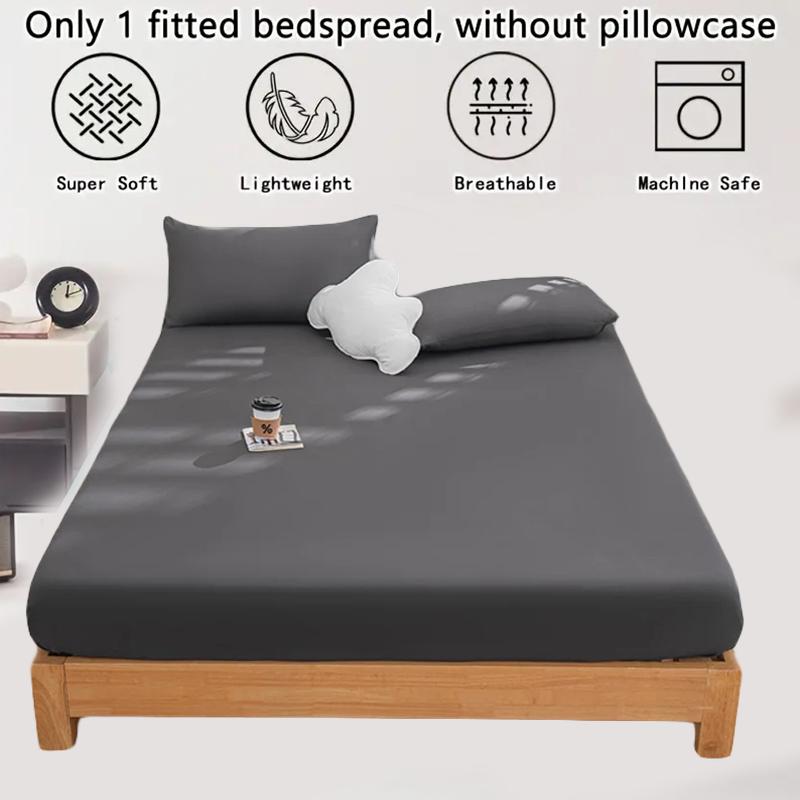 1PC High Quality Solid Color Bed Sheets Dustproof Mattress Protective Cover Soft Comfortable Breathable Fitted Sheet Non-slip Bed cover With Elastic