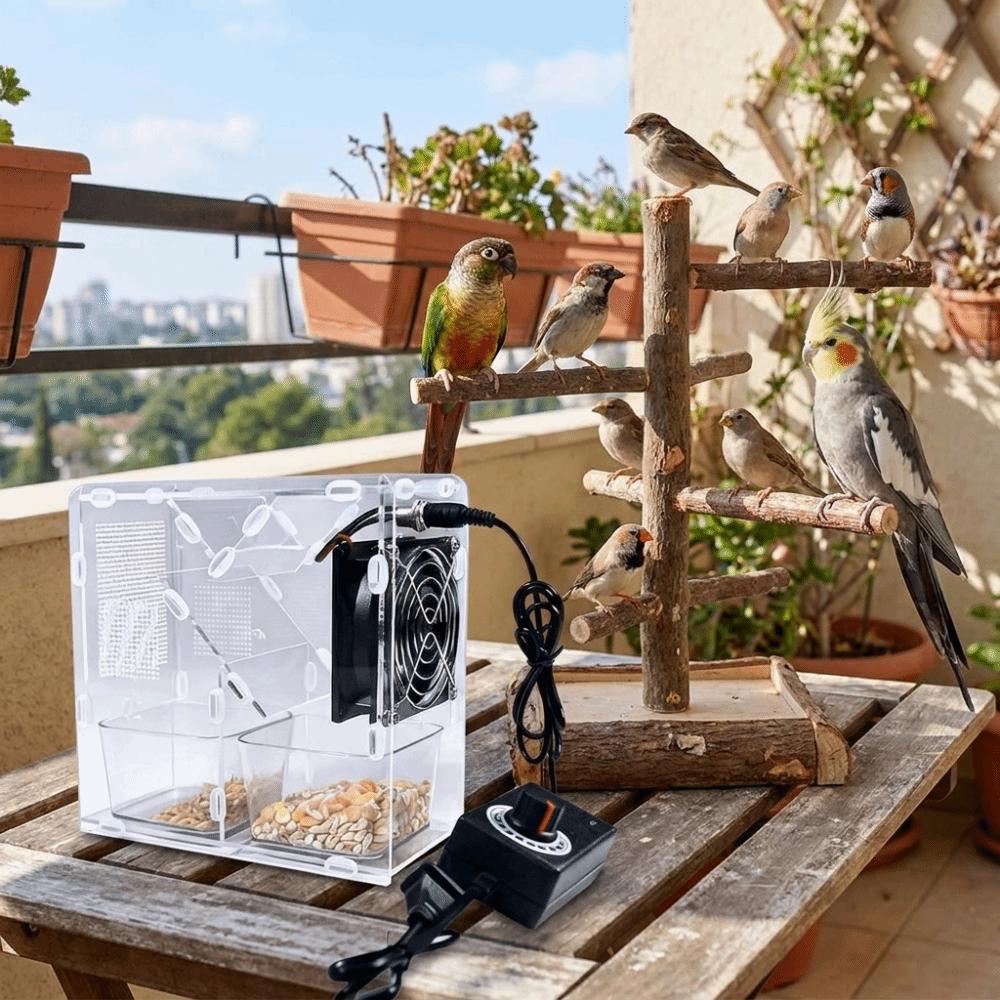 Clear Acrylic Bird Grains Shelling Machine Adjustable Speed Bird Food Separator Bird Breeder