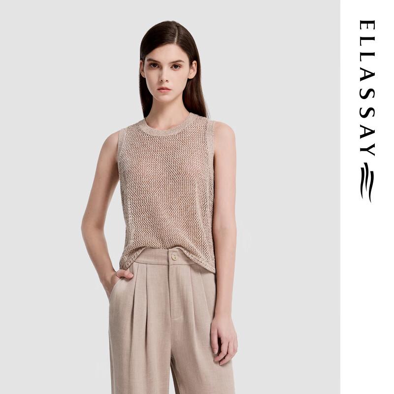 ELLASSAY Women s Hollow Knit Sleeveless Round Neck Top M