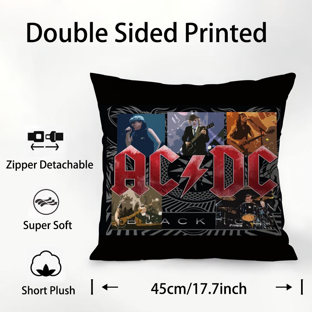 A-AC D-DC Back In Black Pillow Case Plush Fabric Soft Double Sided Print Sofa Cushion Cover Throw Pillow Covers