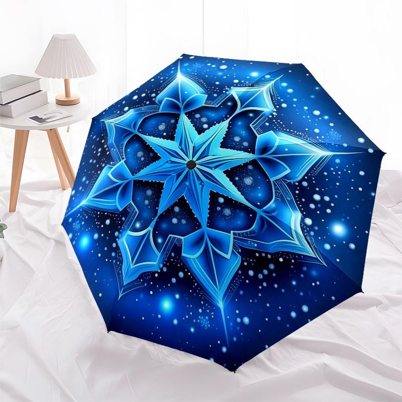 1pc Icy Mandala Design Umbrella with Plastic Handle,Suitable for All Seasons Umbrellaptys26024