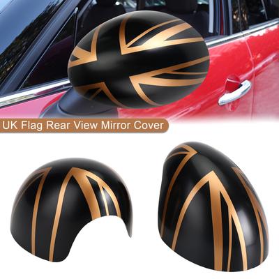 Cubierta de Espejo Retrovisor con Bandera del Reino Unido para MINI Cooper Hardtop F55 F56 Negro/Dorado