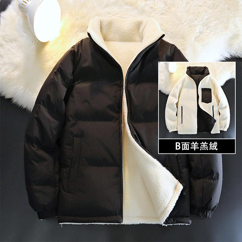 2025 winter new double-sided lamb wool cotton-padded clothes, youth fashion warm outdoor trendy couple tops