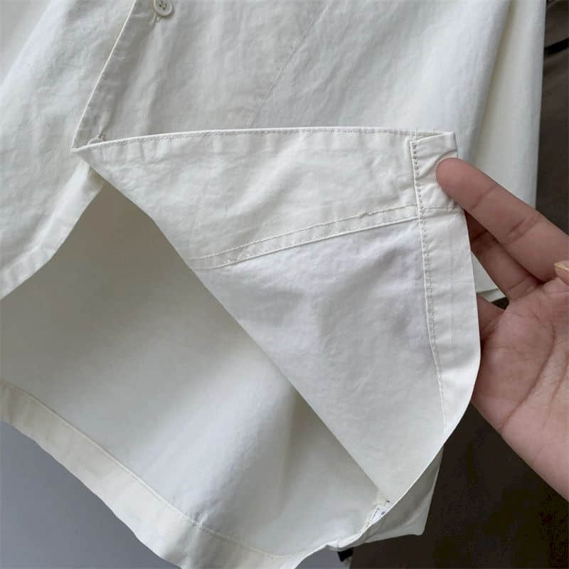 Shirts Women Vintage Short Sleeve Polo Neck Casual Summer Single Breasted Korean Style One Piece Blouse Women