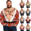 Men's Winter Crewneck Knit Pullover Sweater with Christmas Print for Holiday Wear
