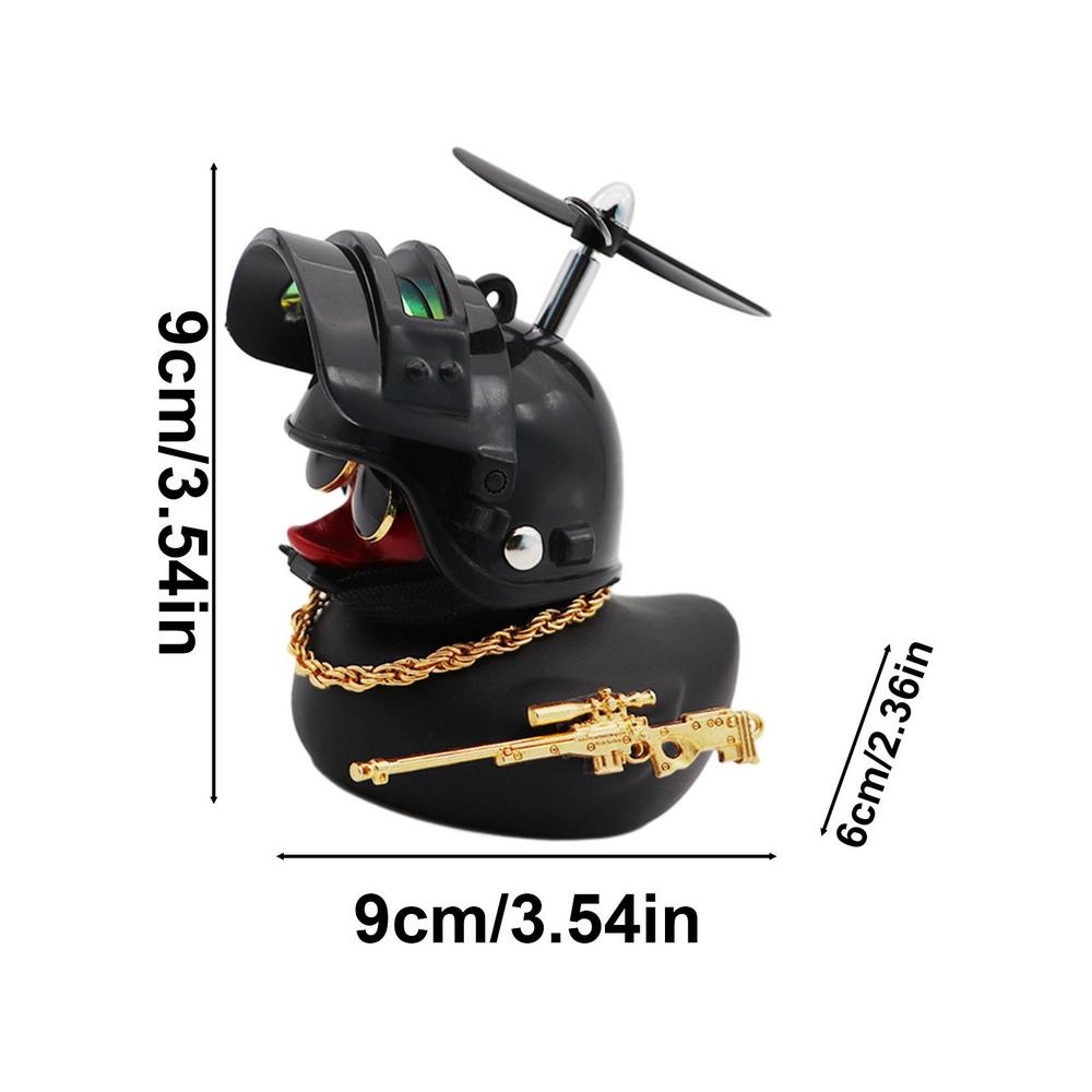 Car Ornaments Bicycle Horns Squeeze Black Duck with Straps Helmet, Silicone Elasticity Belt Bike Bell for Kids Sport Outdoor