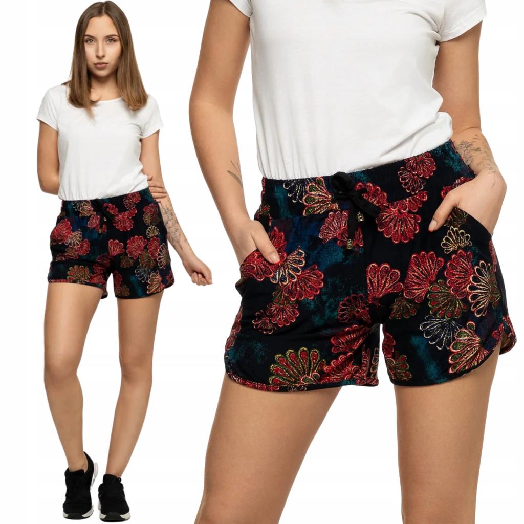 Damen-Shorts Bequeme Stylische Shorts mit Ethno-Blumen MORAJ 3XL PATT 1