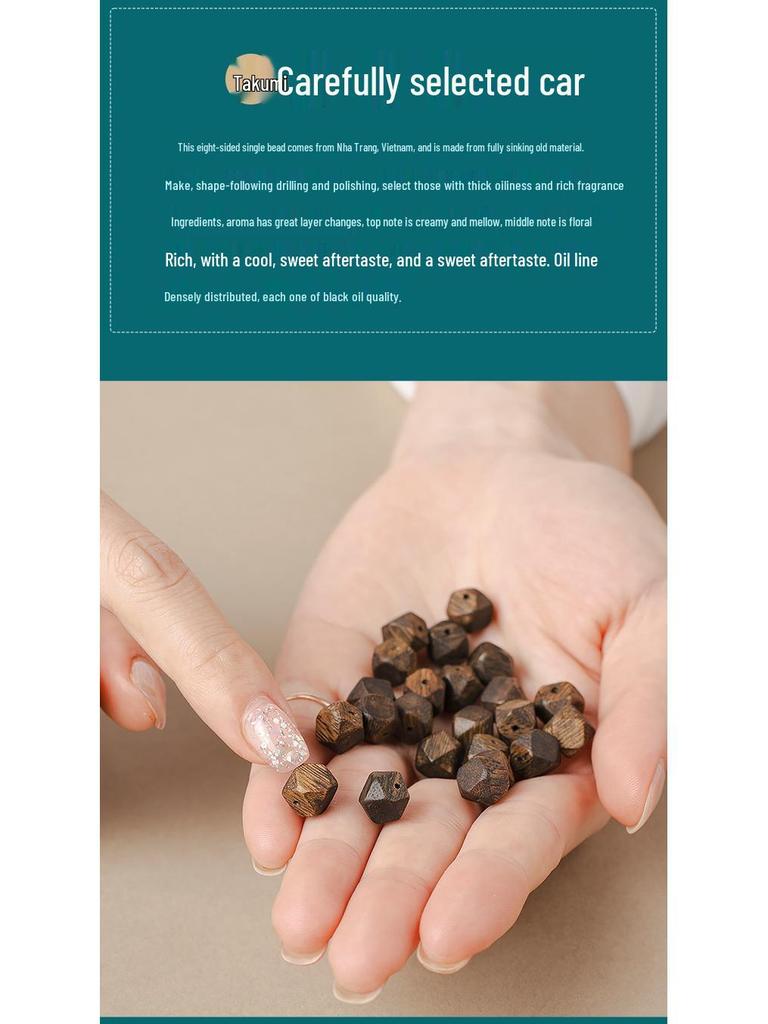 Vietnamese Nha Trang Ky Nam Agarwood Beads: Irregular Octagonal Diamond Shape, DIY Wenwan Hand String Accessories, Loose Beads.