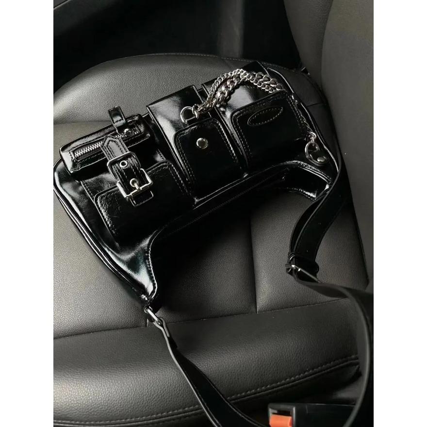 New Vintage Women's Shoulder Bag Style Moto Spice Girls Chain Bag Street Hip Hop Feminine Designer Bag