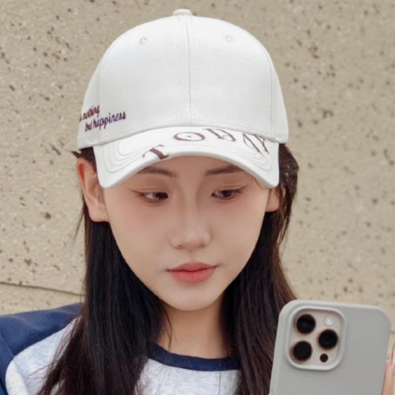 Stunning summer sunshade essential hat women's three-dimensional English letter embroidered baseball cap wind round face cap