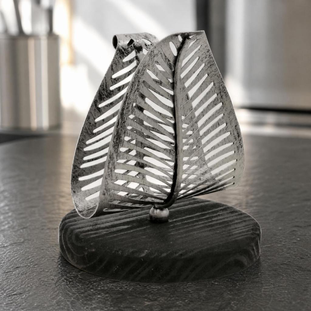 Napkin Holder with Leaf Frame Sturdy Iron Space-Saving