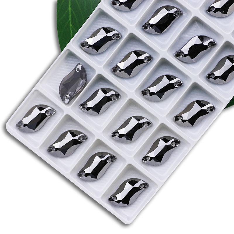 All Size All Color Ab S Shape Sew On Rhinestone Leaf Glass Crystal Sewing Flatback 2 Holes 6*12 10*20 14*30 for Dress Decoration