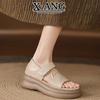Super soft bottom first layer cowhide sandals women's summer wear new Velcro casual beach women's shoes