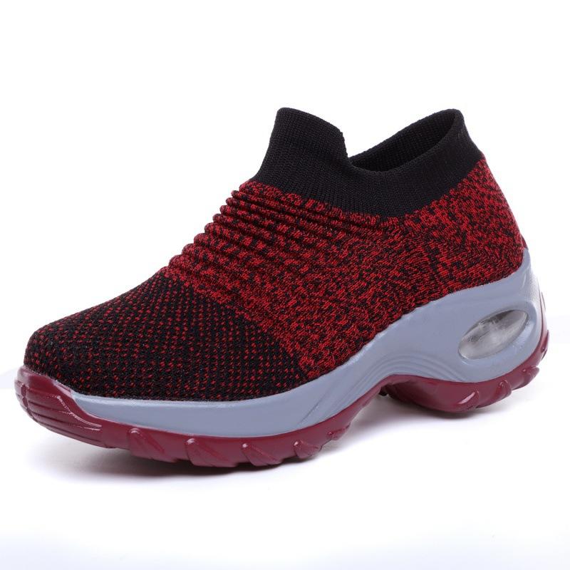 

Popular plus-size women s shoes, air cushions, fly knitted sneakers, slip-on shoes, fashion shake shoes, casual shoes, socks and shoes 42 червоний