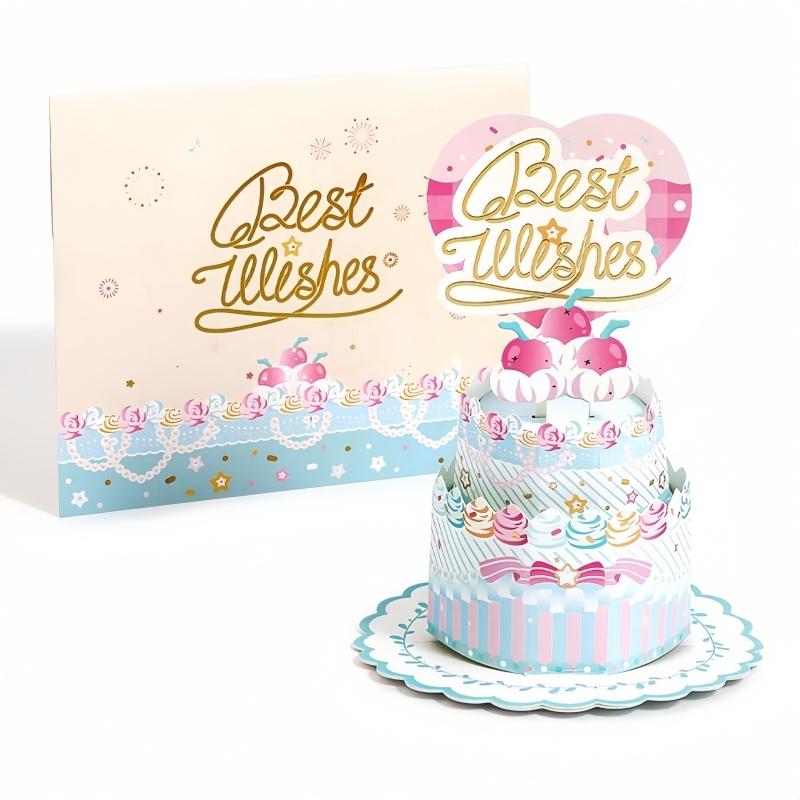 1PC 3D Pop up Happy Birthday Card with Cake Occasion Birthday Decoration Foldable Creative Blessings Cute Party Birthday Gifts