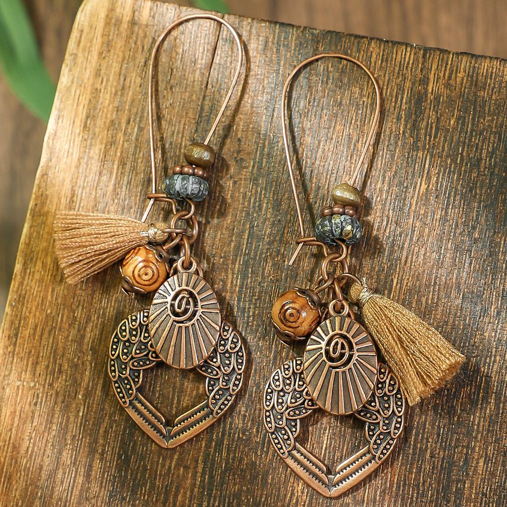 19 párů Boho náušnic Vintage hnědá série náušnic Střapcové tkané výrazné geometrické visací náušnice Lehké všestranné dárky
