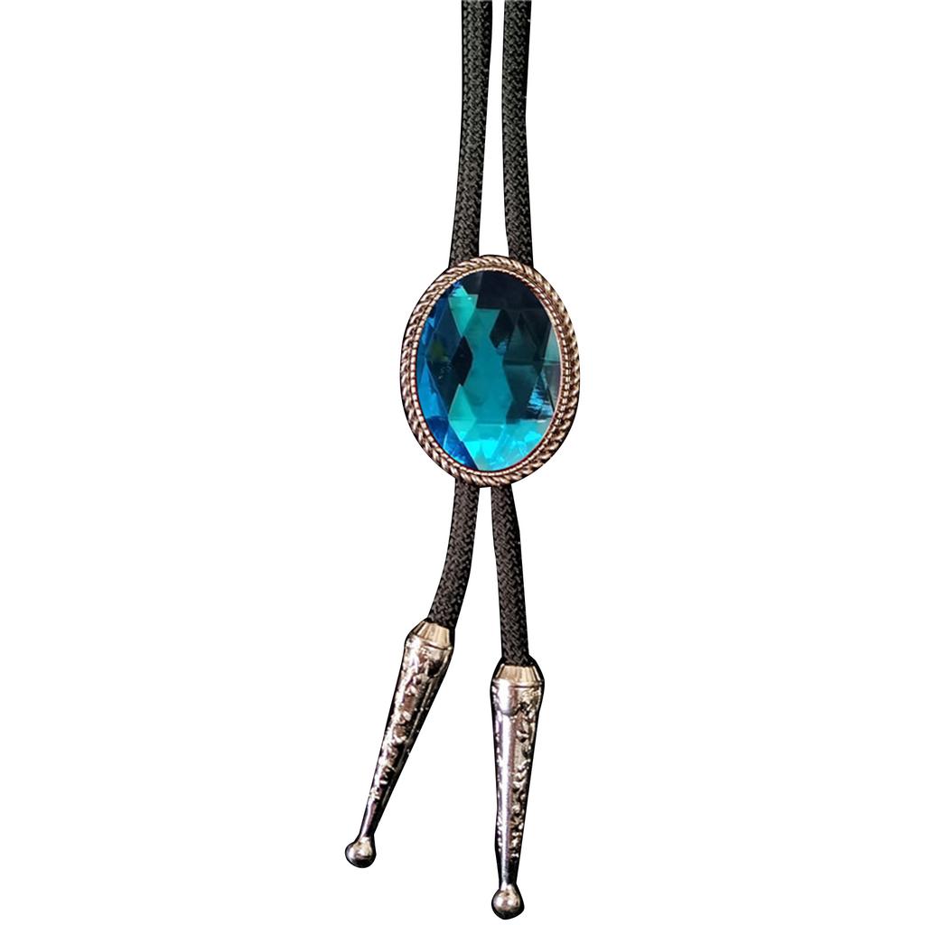 Elegant Bolo Tie with Diamond Stone Pendant Carved Necktie Western Necklace Cool Bolo Tie Western Cowboy Costume