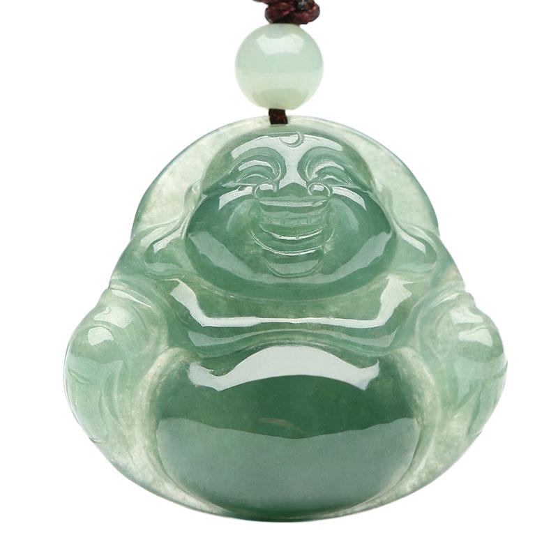 Natural Emerald Jade Buddha Pendant Necklace