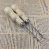 3PCS/SET Wooden Handle Sewing Awl Hand Stitcher Leathe Punch Tool DIY Shoe Repair Hook Tool Leather Accessories