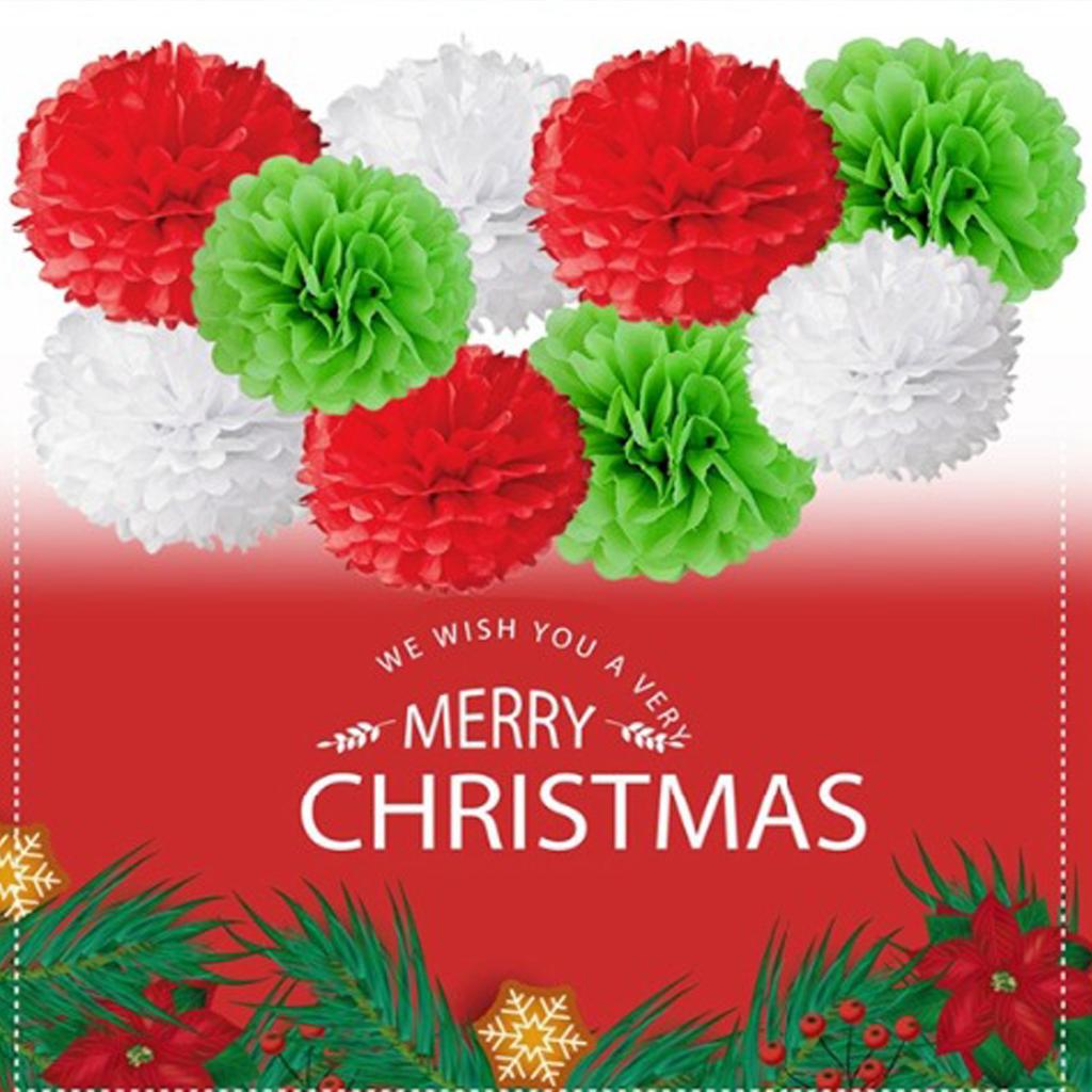 9pcs, Paper Pom Poms Flowers For Christmas, Halloween, Wedding, Bridal Shower, Birthday, Bachelorette Party Decor Supplies