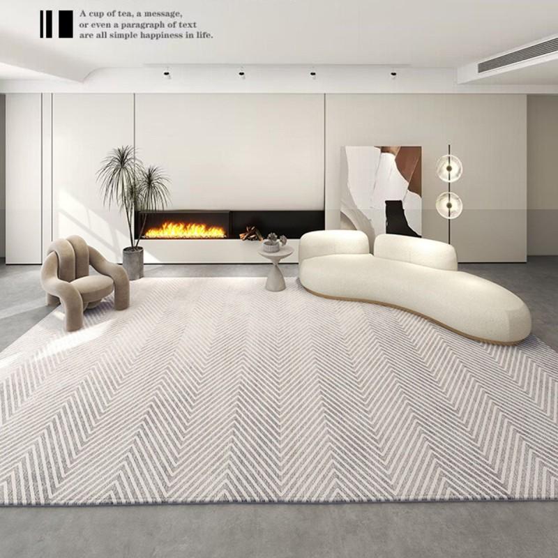 Modern Creamy Minimalist Area Rug Living Room Bedroom Soft Plush Loop Pile Non-Slip Floor Mat Easy Care