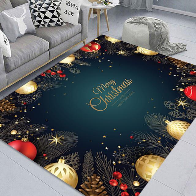 Christmas Print Decorative Floor Mat Living Room Bedroom Sofa Bedside Blanket  Year Corridor Floor Antifouling Door Mat