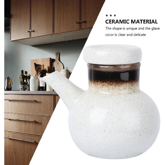 Angoily Soy Sauce Bottle Ceramic Seasoning Bottle Ceramic Soy Sauce Dispenser Bottle 300ml Japanese Style Oil Dispenser Vinegar Dispenser Shoyu Soy