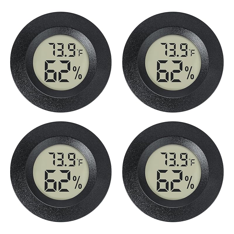 Mini Hygrometer Indoor/Outdoor Humidity Meter Hygrometer Thermometers 4 Pack Humidity Meters Gauge Mini Digital Thermometer for Humidors, Greenhouse, 4