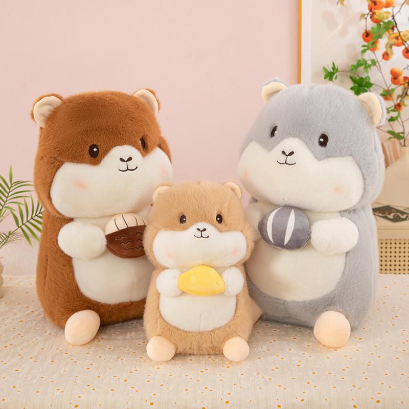 Groundhog Cute Plush Toy Holding Pine Nuts Design For Kids Bedroom Decor