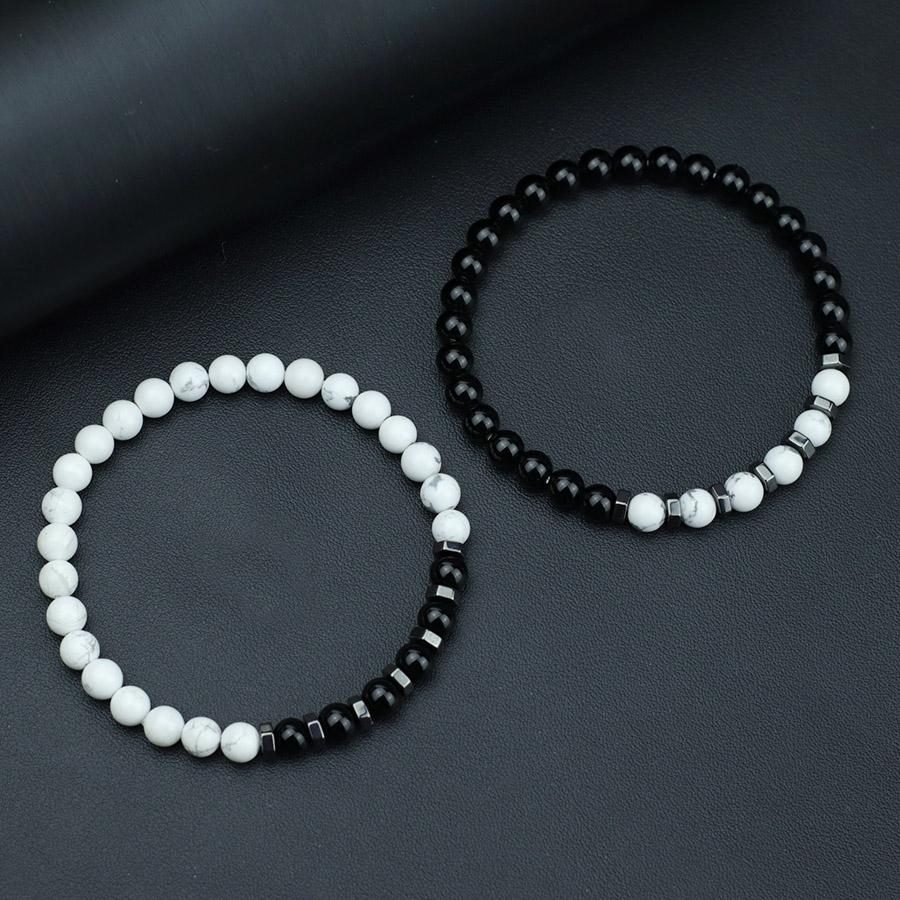 

New Fashion 2Pcs Set Men Bracelet 3 Colors Available 6mm Tiger Eyes Onyx Stone Meditation Healing Braslet Handmade Wrist Joias