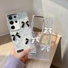 Glue Sequined Transparent Mobile Phone Case for Samsung S25ultra Bow Korean GalaxyS24 Anti-fall A06