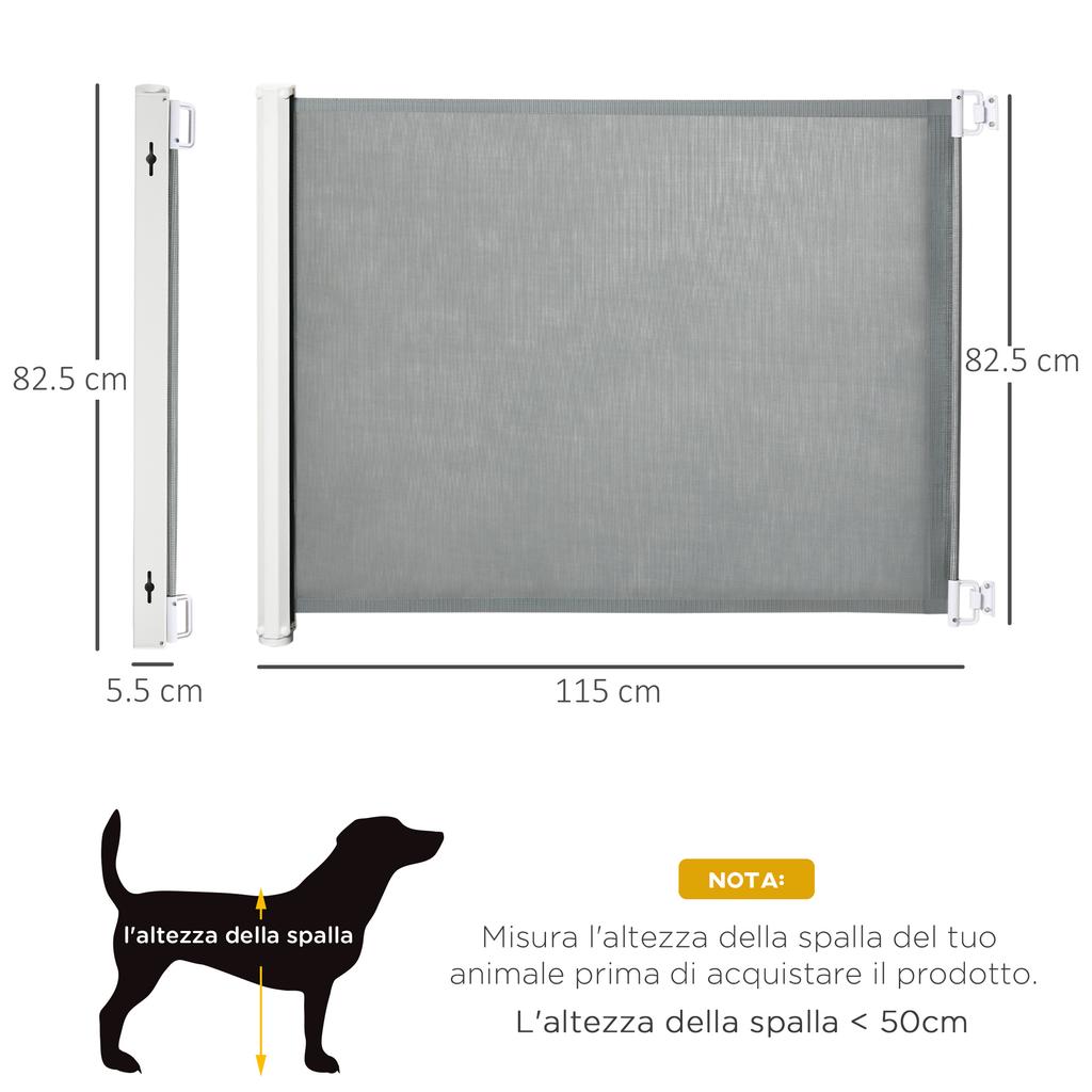 Dog Gate Extendable Up To 115 Cm, Polyester and Steel, 115 X 82.5 Cm, White and Grey