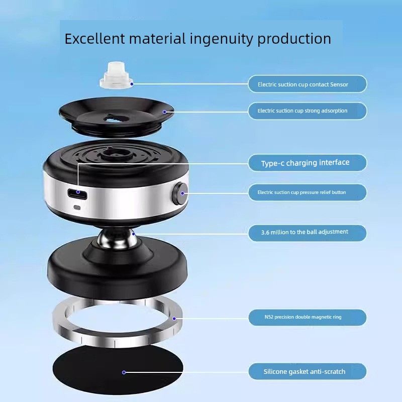 Car Phone Holder 2024 New Arrival Vacuum Adsorption Car Navigation Electric Suction Cup Magnetic Suction Multifunctional Mobile Phone Stand