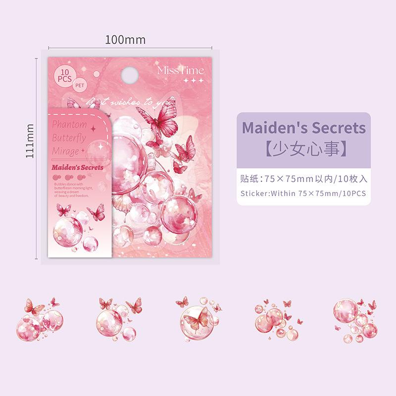 10pcs/1lot Kawaii Stationery Stickers Butterflyfly Bubble Diary Decorative Stickers Scrapbooking Craft Stickers
