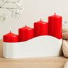 Pillar Candles Set of 4 Red Assorted Heights