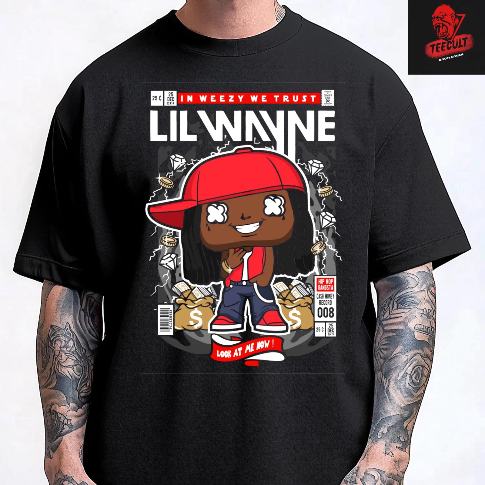 Мужские и женские футболки Lil Wayne Рэп и Хип-Хоп Funko Pop Унисекс Хлопок L